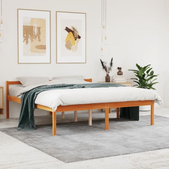 Berkfield Home Senior Bed without Mattress Wax Brown 160x200 cm Solid Wood Pine - image 1