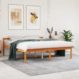 Berkfield Home Senior Bed without Mattress Wax Brown 160x200 cm Solid Wood Pine - thumbnail 1