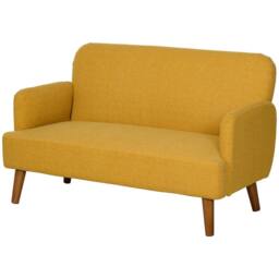 STILVORA 2 Seater Sofa with Wood Legs Yellow - thumbnail 5