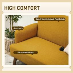 STILVORA 2 Seater Sofa with Wood Legs Yellow - thumbnail 6