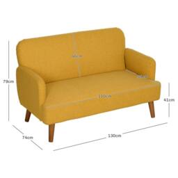 STILVORA 2 Seater Sofa with Wood Legs Yellow - thumbnail 4