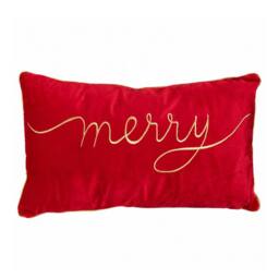 Samuel Alexander 49cm Red Merry Christmas Cushion with Gold Lettering & Trim - thumbnail 8