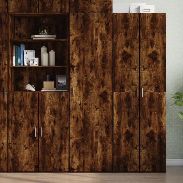 Berkfield Home Highboard Smoked Oak 50x42.5x185 cm Engineered Wood in Brown - image 1