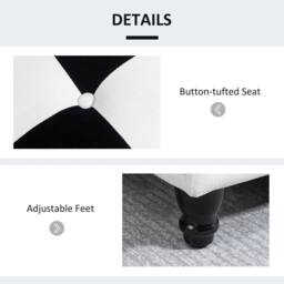 Wyld Haus Tava Velvet Feel Black & White Storage Bench with Wooden Legs - thumbnail 7