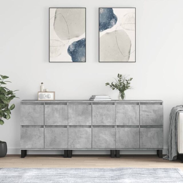 Berkfield Home Sideboards 3 pcs Concrete Grey Engineered Wood - image 1