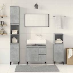 Berkfield Home Durable 3 Piece Bathroom Furniture Set Concrete Grey Engineered Wood - thumbnail 1