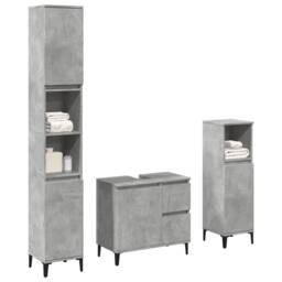 Berkfield Home Durable 3 Piece Bathroom Furniture Set Concrete Grey Engineered Wood - thumbnail 2