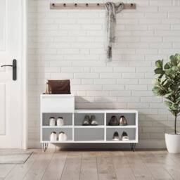 Berkfield Home Shoe Cabinet White 102x36x60 cm Engineered Wood - Size: 102 x 36 x 60 cm - thumbnail 2