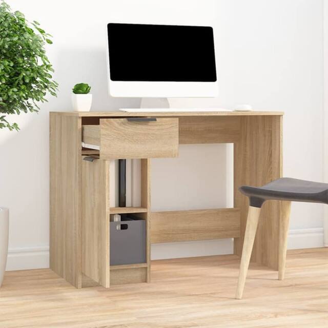Berkfield Home Decorative Desk Sonoma Oak 100x50x75 cm Engineered Wood in Light Tan - Size: 100 x 50 x 75 cm - image 1