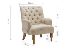 Birlea Fabric Arm Chair Padstow Easy Chair Traditional Accent in Beige - thumbnail 6