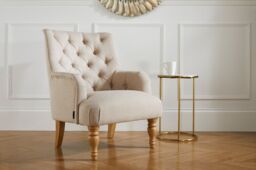 Birlea Fabric Arm Chair Padstow Easy Chair Traditional Accent in Beige