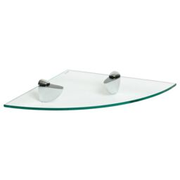 Harbour Housewares Floating Glass Corner Shelf - 30cm - Bathroom Storage Display Unit in Silver