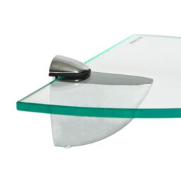 Harbour Housewares Floating Glass Corner Shelf - 30cm - Bathroom Storage Display Unit in Silver - thumbnail 7