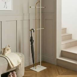 Wyld and Coco Luxor Freestanding Coat Rack Gold Steel 162cm 6 Hooks Modern - thumbnail 1
