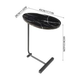 Kelvenix C-Shape Side Table Black Marble Effect Tabletop with Black Frame - Size: 0.6m2 - thumbnail 2
