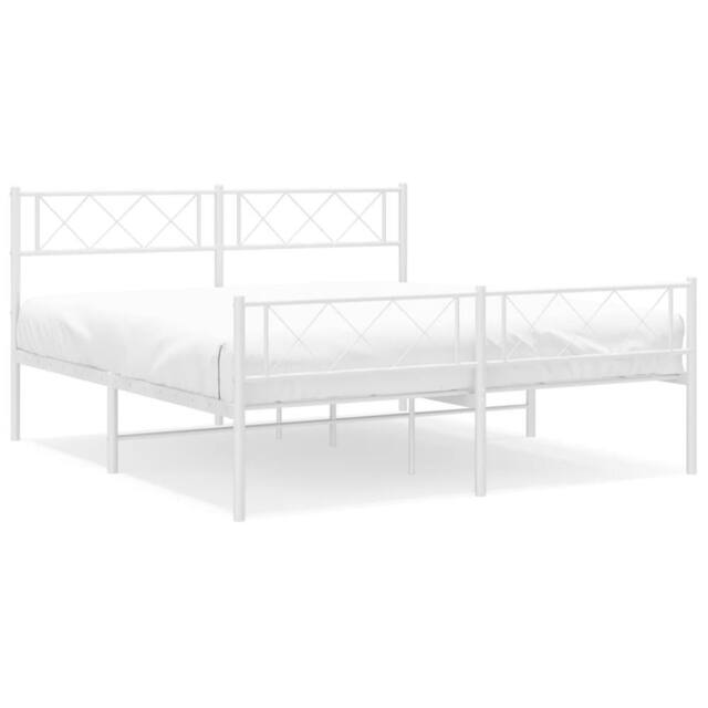 Berkfield Home Metal Bed Frame with Headboard & Footboard White 140x190 cm - image 1