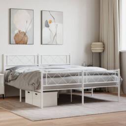 Berkfield Home Metal Bed Frame with Headboard & Footboard White 140x190 cm - thumbnail 2