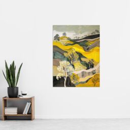 "Artery8 Cleveland Way North Yorkshire Moors Painting Ochre Wall Art Print in Yellow - Size: W18"" x H24""" - thumbnail 4