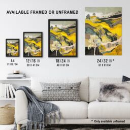 "Artery8 Cleveland Way North Yorkshire Moors Painting Ochre Wall Art Print in Yellow - Size: W18"" x H24""" - thumbnail 3
