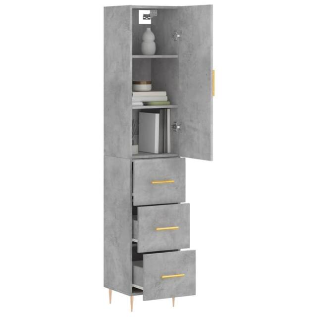 Berkfield Home Highboard Concrete Grey 34.5x34x180 cm Engineered Wood - image 1
