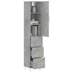 Berkfield Home Highboard Concrete Grey 34.5x34x180 cm Engineered Wood - thumbnail 1