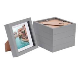 "Nicola Spring 3D Box Photo Frames with 4"" x 4"" Mounts - 6"" x 6"" - Grey - Pack of 5 in White" - thumbnail 1