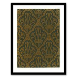 Artery8 GA & MA Audsley Framed Wall Art Lily & Crown Art Deco Pattern in Gold - Size: A4 - thumbnail 1