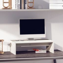 Berkfield Home Monitor Stand White 50x27x15 cm Solid Wood Pine - Size: 50 x 27 x 15 cm