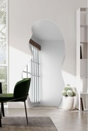 "MirrorOutlet The Lacuna - Frameless Pond Leaner / Wall Mirror 67"" X 32"" (170CM X 80CM) in Silver - Size: 1 Pack"