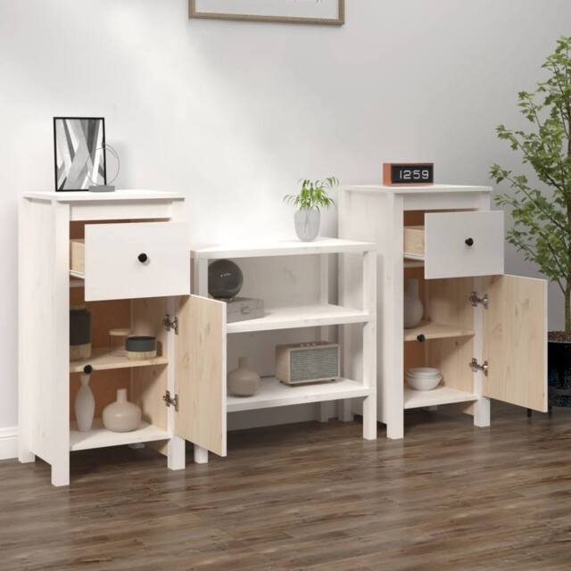 Berkfield Home Sideboards 2 pcs White 40x35x80 cm Solid Wood Pine - Size: 40 x 35 x 80 cm - image 1