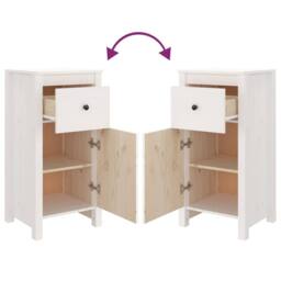 Berkfield Home Sideboards 2 pcs White 40x35x80 cm Solid Wood Pine - Size: 40 x 35 x 80 cm - thumbnail 7