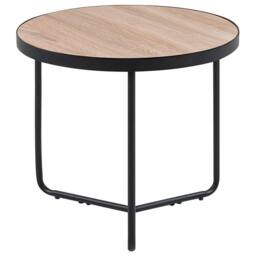 Wyld and Coco Round Coffee Table Walnut-Style Top Matte Black Legs 50 x 42 in Brown - thumbnail 2