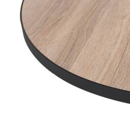 Wyld and Coco Round Coffee Table Walnut-Style Top Matte Black Legs 50 x 42 in Brown - thumbnail 3