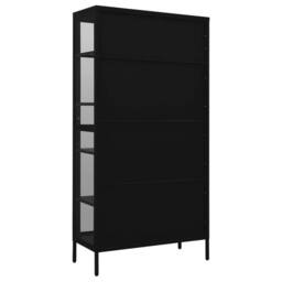 Berkfield Home Display Cabinet Black 90x40x180 cm Steel & Tempered Glass - Size: 90 x 40 x 180 cm - thumbnail 5