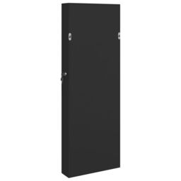 Berkfield Home Mirror Jewellery Cabinet with LED Lights Wall Mounted Black - thumbnail 6