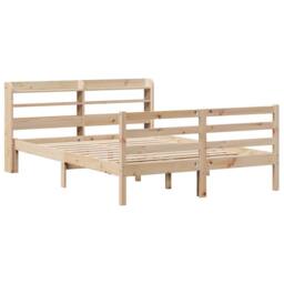 Berkfield Home Bed Frame with Headboard without Mattress 135x190 cm Double in Natural - thumbnail 3