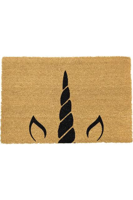 Artsy Mats Unicorn Horn Doormat - Regular 60x40cm in Black - Size: 40 cm x 60 cm - image 1