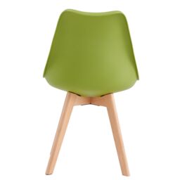MCC Direct Set of 4 Dining Chairs Wooden Legs & Padded Seat Cushions Eva in Green - thumbnail 5