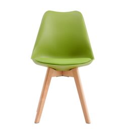 MCC Direct Set of 4 Dining Chairs Wooden Legs & Padded Seat Cushions Eva in Green - thumbnail 2