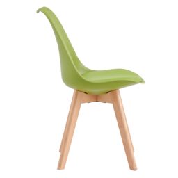 MCC Direct Set of 4 Dining Chairs Wooden Legs & Padded Seat Cushions Eva in Green - thumbnail 4