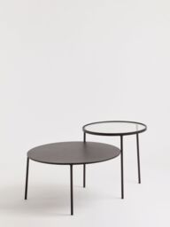 Orsina Layered Round Coffee Table, Metal & Glass Top Coffee Table, Black Coffee Table, Industrial Coffee Table - thumbnail 4