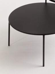 Orsina Layered Round Coffee Table, Metal & Glass Top Coffee Table, Black Coffee Table, Industrial Coffee Table - thumbnail 5