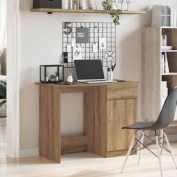 Berkfield Home Desk Artisan Oak 100x50x76 cm Engineered Wood in Brown - Size: 100 x 50 x 76 cm - thumbnail 2