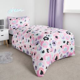 OHS Leopard Reversible Duvet Cover Set Quilt Pillowcases Bedding in Pink - Size: Double - thumbnail 4