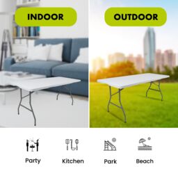 Royalford Folding Table 6ft 180cm Dining Buffet Picnic Camping Steel Frame Safety Lock in White - thumbnail 7