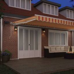 Berkfield Home Manual Retractable Awning with LED Yellow & Orange 600x350 cm - thumbnail 3