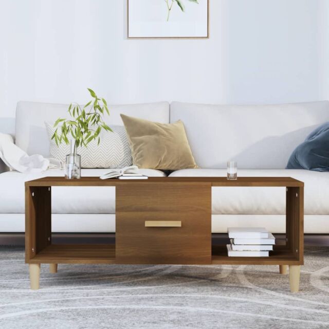 Berkfield Home Coffee Table Brown Oak 102x50x40 cm Engineered Wood - Size: 102 x 50 x 40 cm - image 1