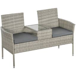 Wyld Haus Vama 2 Seat Faux Rattan Garden Chair Light Grey Integrated Centre - thumbnail 2