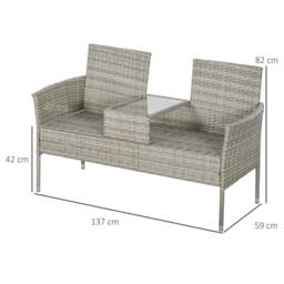 Wyld Haus Vama 2 Seat Faux Rattan Garden Chair Light Grey Integrated Centre - thumbnail 3