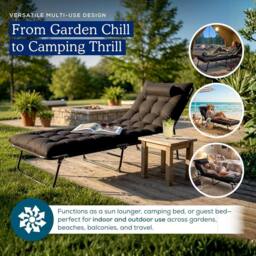 volila Portable Folding Bed with Mattress for Camping in Black - Size: Small Single - thumbnail 4